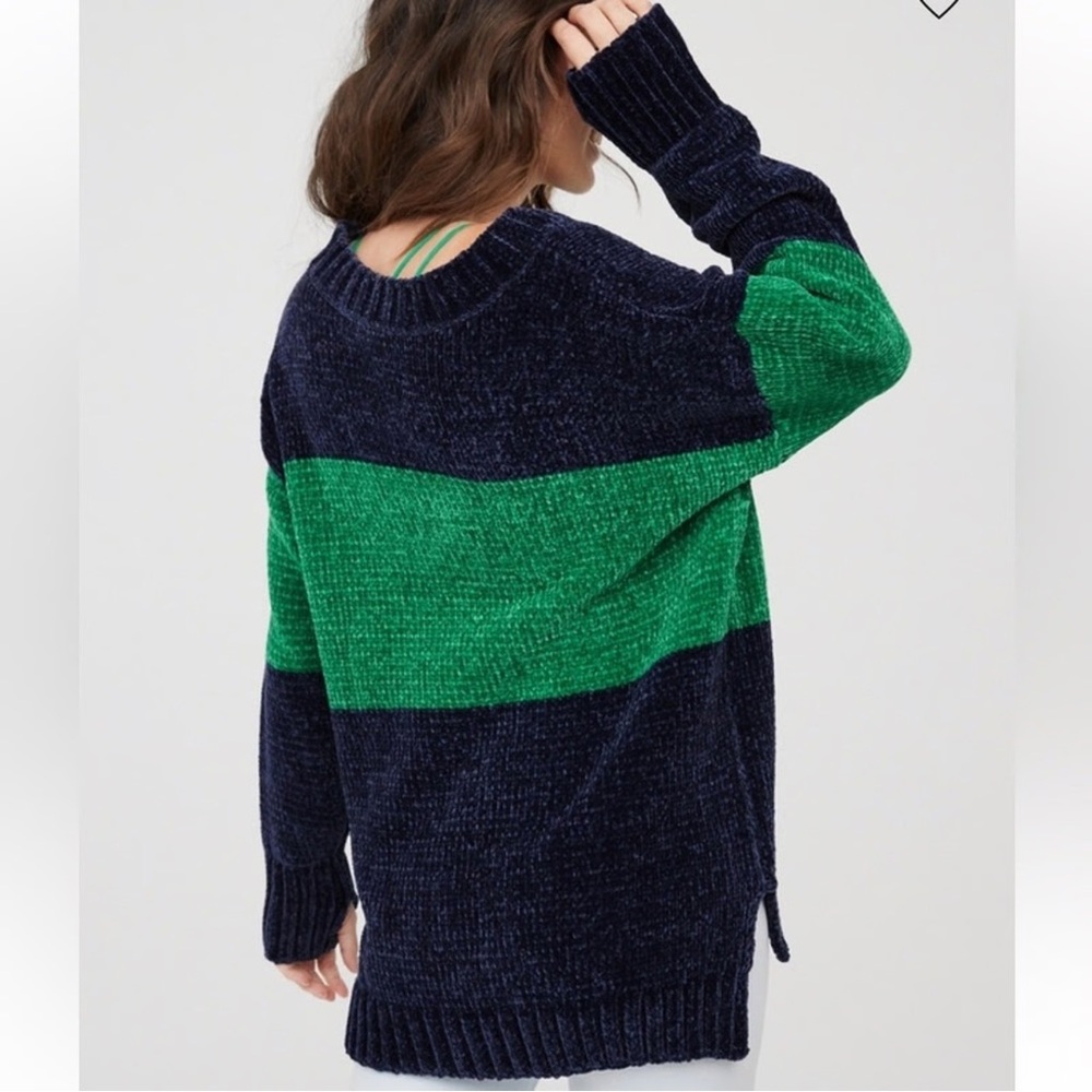 Offline By Aerie Chenille Striped Oversized Slouchy Off The shoulder Sweater - Picture 2 of 6